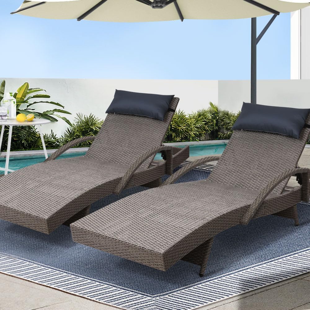 Rattan Lounge Set - с 4-мя регулируемыми положениями, утолщенной подушкой