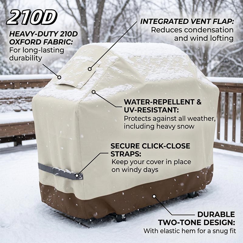 Outdoor Furniture Fabric Waterproof - Чехол для газового гриля 210D, бежевый,