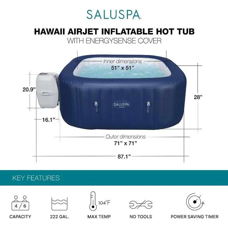 Надувное квадратное портативно – обзор и цена Inflatable Hot Tub