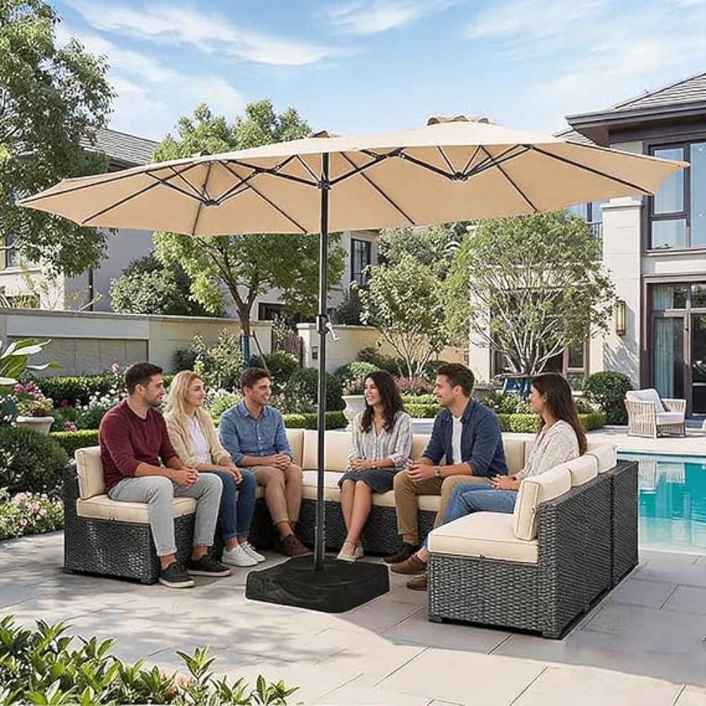 Зонт для патио 15 футов с осно – обзор и цена Outdoor Furniture With Umbrella