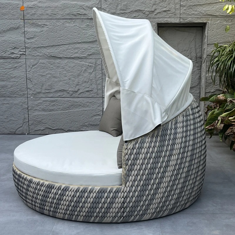 Круглая плетеная кушетка-шезло – обзор и цена Rattan Lounge Set