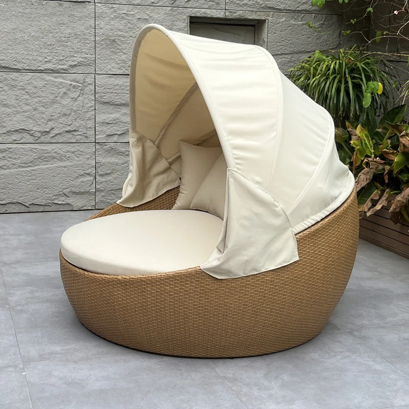 Круглая плетеная кушетка-шезло – обзор и цена Rattan Lounge Set
