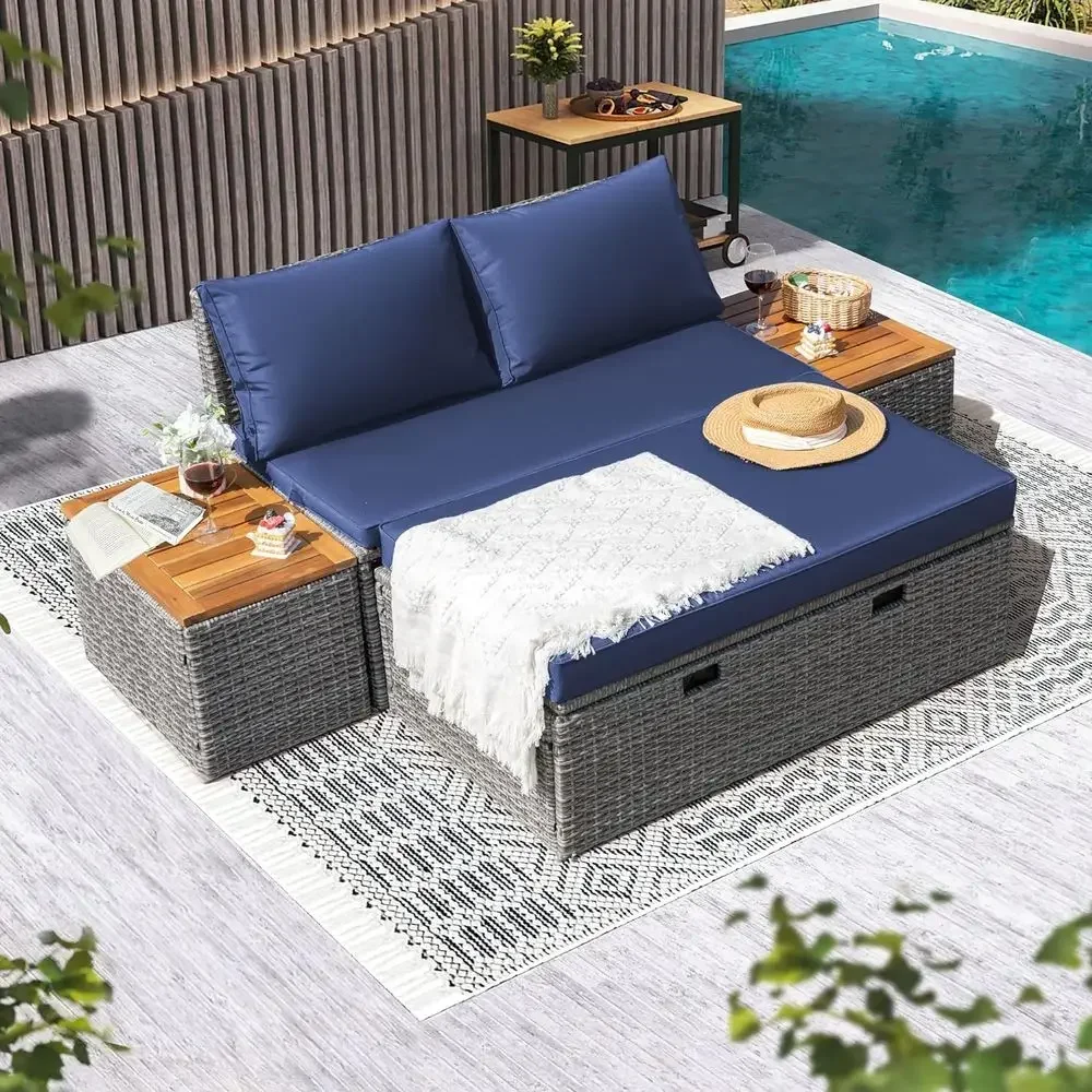 Синий уличный комплект мебели  – обзор и цена Rattan Lounge Set