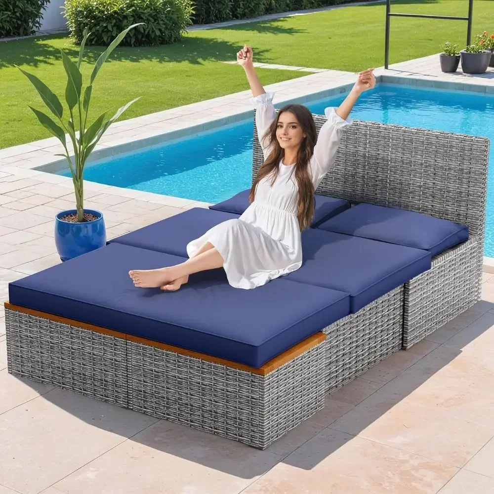 Синий уличный комплект мебели  – обзор и цена Rattan Lounge Set